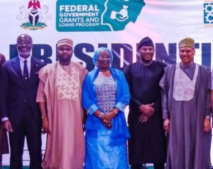 L-R: Managing Director Access Bank, Mr. Roosevelt Ogbonna; Executive Chairman Federal Inland Revenue Service: Dr. Zaach Adedeji; Permanent Secretary, Federal Ministry of Finance, Mrs. Lydia Shehu Jafiya (mni); Senior Special Assistant to the President on Job Creation and MSMEs, Mr. Tola Adekunle-Johnson and the Minister of Information and National Orientation, Mohammed Idris at the Media Activation/Town Hall Meeting on Federal Government Loan Scheme for MSMEs and Manufacturing Enterprises in Abuja 