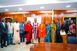 L–R: Hannatu Musa Musawa Esq, Honourable Minister of Art, Culture, Tourism and the Creative Economy, and High Chief Layi Labode Aare Baroyin, Founder of the Layi Labode Heritage Foundation, after the Honourable Minister inaugurated the Joint Working Committee for the Confederation of African Fashion, held at the Ministry 