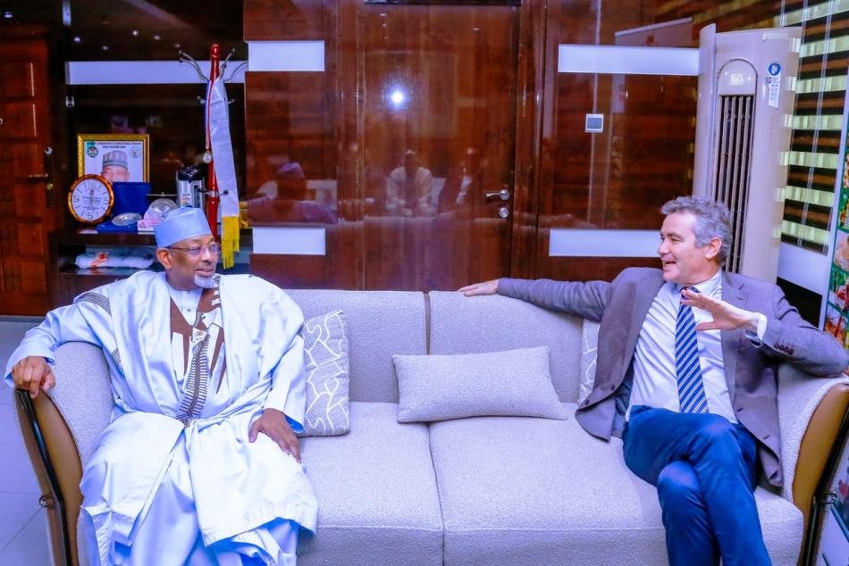 L- R, the Minister of Agriculture and Food Security, Sen Abubakar Kyari and FAO Chief for the Investment Centre in West and Central Africa, Alessandro Marini during the courtesy visit in Abuja