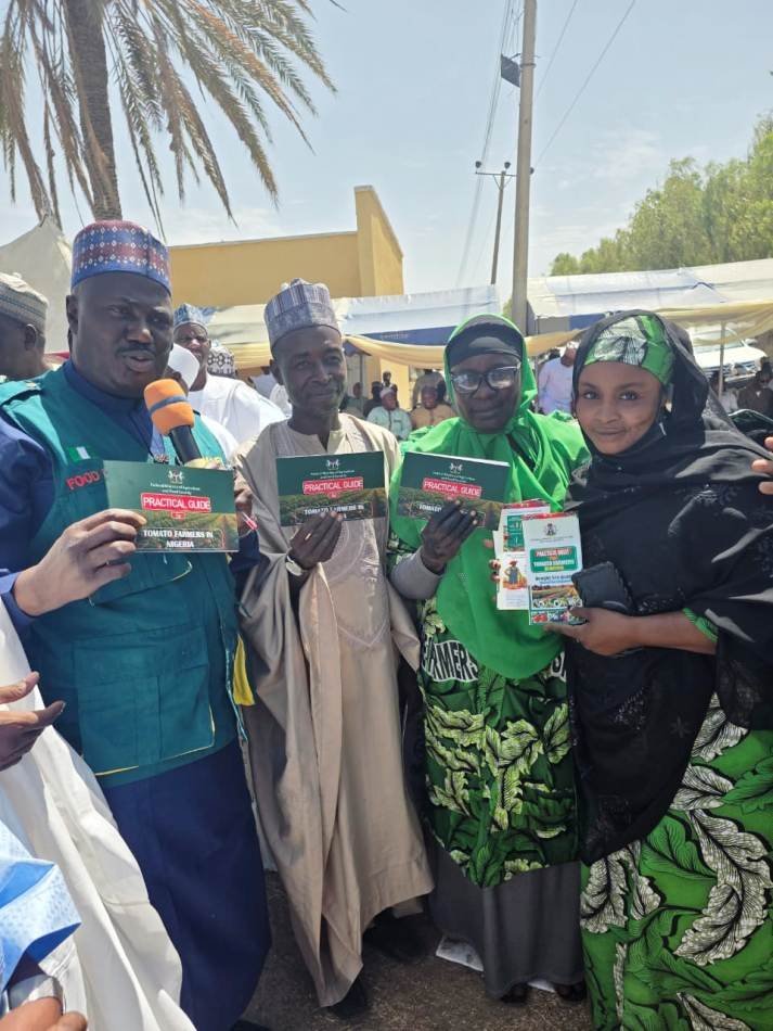 The Minister of State for Agriculture and Food Security, Sen Dr Aliyu Sabi Abdullahi, (left hand side), during the flag-off ceremony.