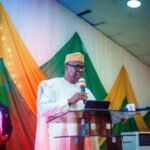 The Honourable Minister of State for Health & Social Welfare Dr. Iziaq Adekunle Salako, addressing participants at the ceremony, officially flagging off the Free Cancer Screening programme during weekend at the Federal Medical Centre (FMC), Abeokuta, Ogun State.